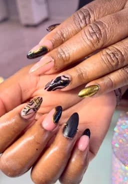 Close-up of hand-painted nail detail